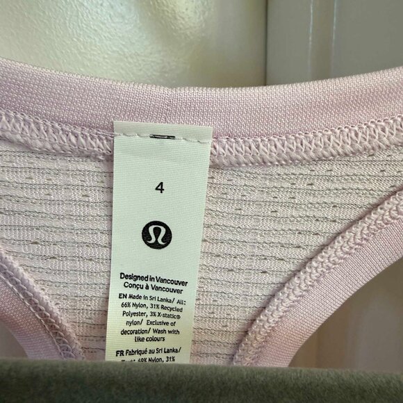 Lululemon Swiftly Pointelle Racerback Tank Top Waist Length Pink Organza NWT - Picture 4 of 9